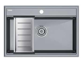 Кухонная мойка + коландер Paulmark PM117551-GRM+A375-BS 75х50 цвет серый